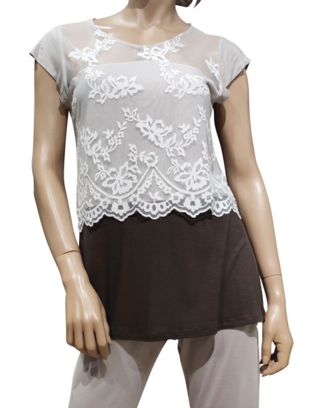 TATÀ PIGIAMA DONNA GIROGOLA, MEZZA MANICA E PANTALONE - CRYSTAL