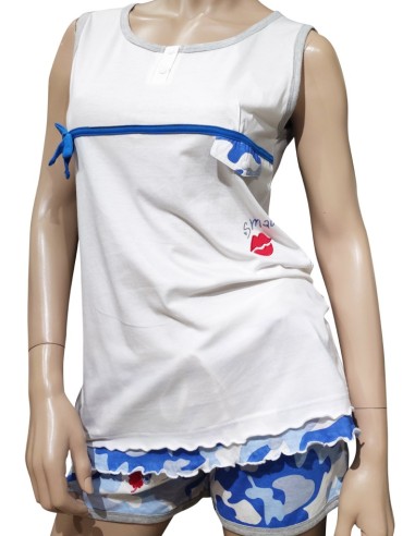 OGHAM PIGIAMA DONNA SPALLA LARGA E PANTALONCINO...