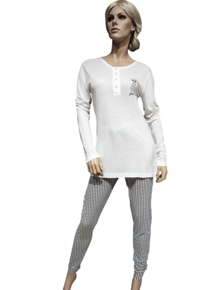 DOLCI CHICCHE PIGIAMA DONNA SERAFINO, MANICA LUNGA E PANTALONE