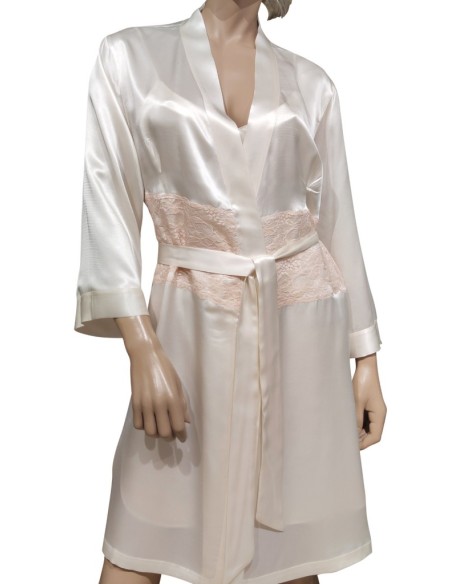 SELITE COMPLETO LINGERIE DONNA VESTAGLIA E SOTTOVESTE 100% SETA - DOLLY