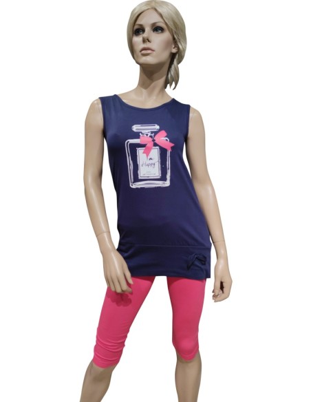 KICCHE YOUNG PIGIAMA DONNA SPALLA LARGHA E PANTALONCINO IN COTONE