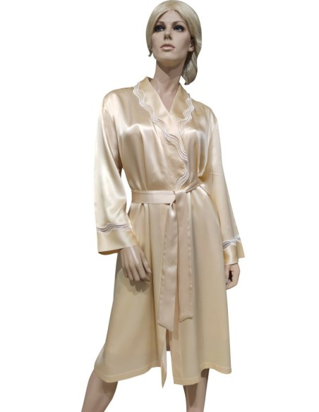 SELITE COMPLETO LINGERIE DONNA VESTAGLIA E SOTTOVESTE 100% SETA - ONDA