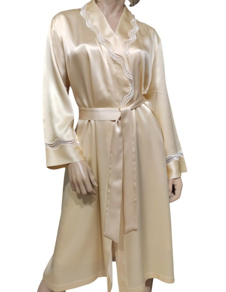 SELITE COMPLETO LINGERIE DONNA VESTAGLIA E SOTTOVESTE 100% SETA - ONDA