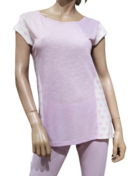 ROSA E MENTA PIGIAMA DONNA GIROGOLA, MEZZA MANICA E PANTALONE