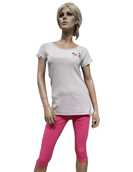 KICCHE YOUNG PIGIAMA DONNA GIROGOLA MEZZA MANICA E PANTALONCINO IN COTONE