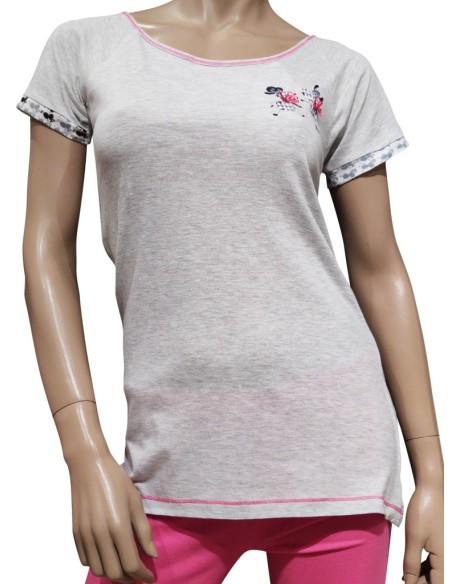 KICCHE YOUNG PIGIAMA DONNA GIROGOLA MEZZA MANICA E PANTALONCINO IN COTONE