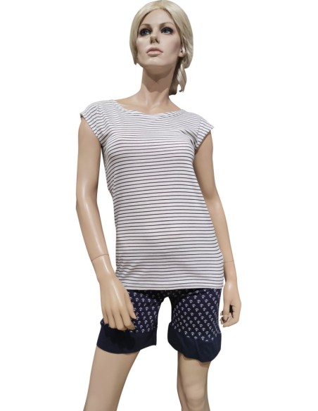 KICCHE YOUNG PIGIAMA DONNA GIROGOLA MEZZA MANICA E PANTALONCINO