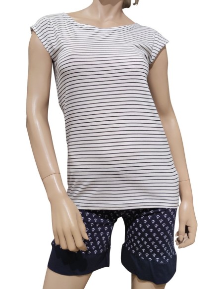 KICCHE YOUNG PIGIAMA DONNA GIROGOLA MEZZA MANICA E PANTALONCINO