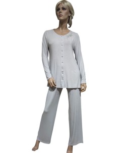 TATA' PIGIAMA DONNA APERTO, MANICA LUNGA E PANTALONE - GAIA