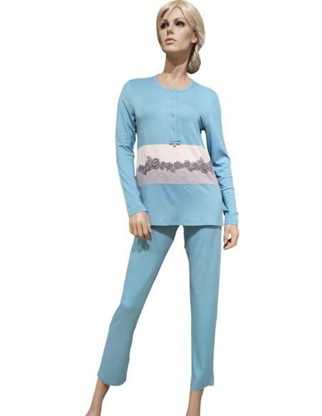 PEPITA PIGIAMA DONNA SERAFINO, MANICA LUNGA E PANTALONE LUNGO - PERLA