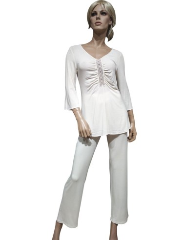 TATA' PIGIAMA DONNA SCOLLO V, MANICA LUNGA E...