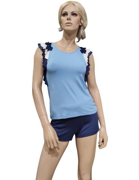 PEPITA PIGIAMA DONNA SPALLA LARGA E PANTALONCINO IN VISCOSA - ERICA