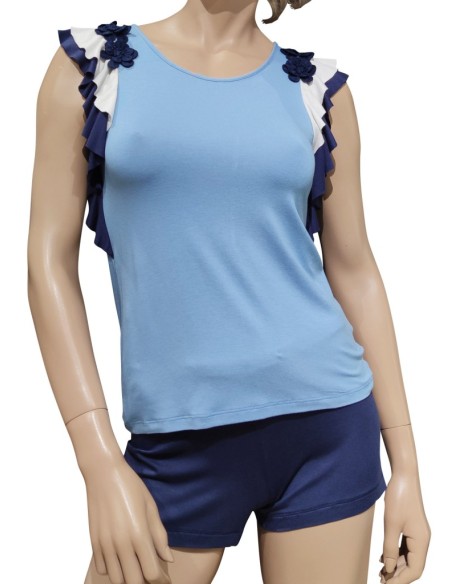 PEPITA PIGIAMA DONNA SPALLA LARGA E PANTALONCINO IN VISCOSA - ERICA