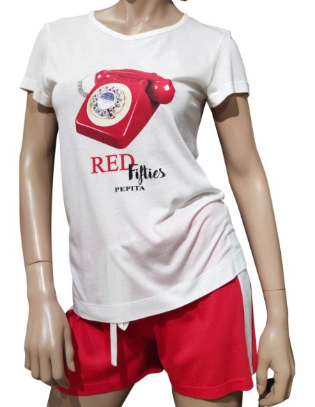 PEPITA PIGIAMA DONNA GIROCOLLO MANICA CORTA E PANTALONE CORTO IN COTONE MODAL - GINA