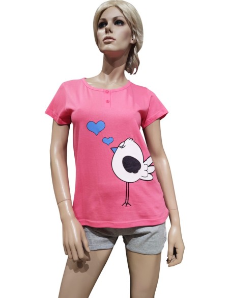 OGHAM PIGIAMA DONNA GIROGOLA MEZZA MANICA E PANTALONCINO IN COTONE