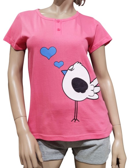 OGHAM PIGIAMA DONNA GIROGOLA MEZZA MANICA E PANTALONCINO IN COTONE