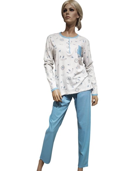 MANAM PIGIAMA DONNA SERAFINO, MANICA LUNGA E PANTALONE