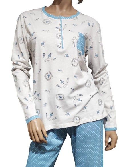 MANAM PIGIAMA DONNA SERAFINO, MANICA LUNGA E PANTALONE