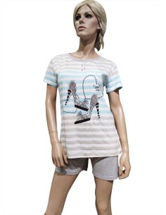 OGHAM PIGIAMA DONNA GIROGOLA MEZZA MANICA E PANTALONCINO...