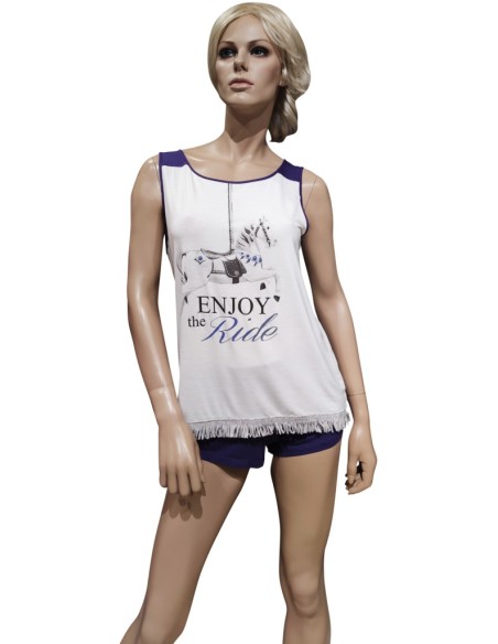 PEPITA PIGIAMA CORTO DONNA ESTIVO SPALLA LARGA E PANTALONE CORTO IN VISCOSA - SHAILA