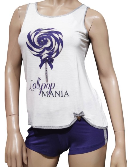 PEPITA PIGIAMA DONNA SPALLA LARGA MEZZA MANICA E PANTALONCINO - YASHILA