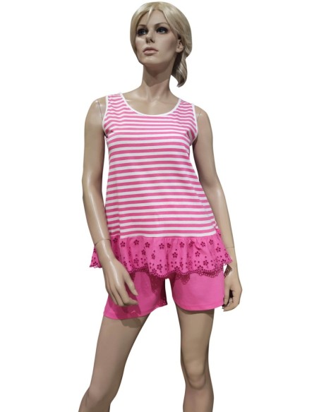 MANAM PIGIAMA DONNA SPALLA LARGA E PANTALONCINO IN COTONE