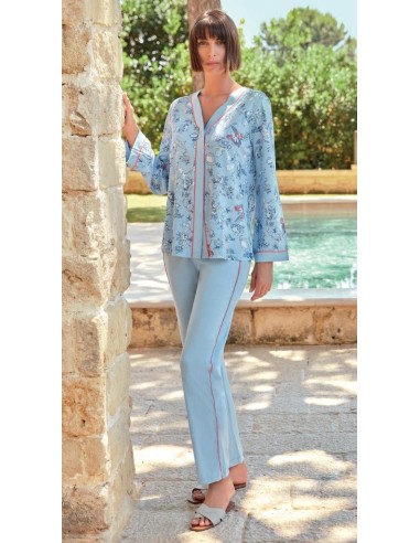 QBO PIGIAMA DONNA APERTO MANICA LUNGA E...