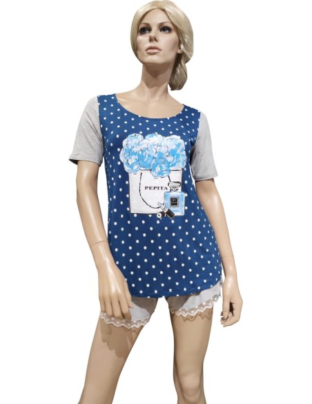 PEPITA PIGIAMA DONNA GIROGOLA MEZZA MANICA E PANTALONCINO - CAMELIA