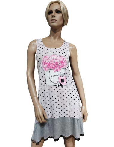 PEPITA CAMICIA DA NOTTE DONNA SPALLA LARGA IN...