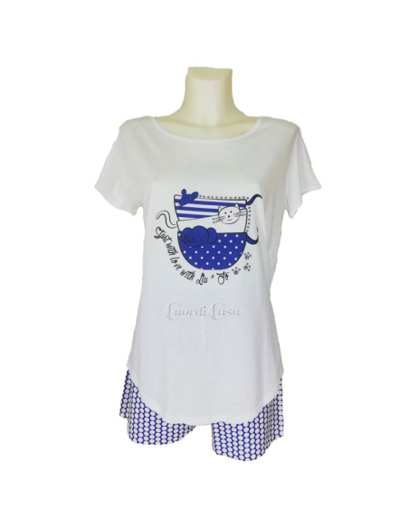 LIU JO PIGIAMA DONNA GIROCOLLO MEZZA MANICA E PANTALONCINO - MATTINO