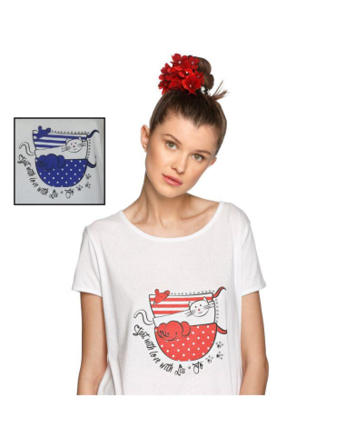 LIU JO PIGIAMA DONNA GIROCOLLO MEZZA MANICA E...