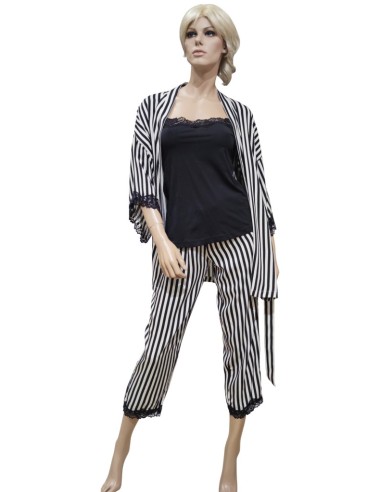 NOIDINOTTE PIGIAMA DONNA 3 PEZZI TOP A...