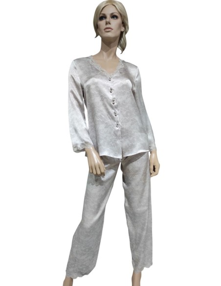 VIVIS PIGIAMA DONNA APERTO, MANICA LUNGA E PANTALONE IN SETA