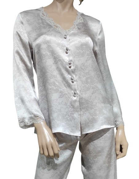 VIVIS PIGIAMA DONNA APERTO, MANICA LUNGA E PANTALONE IN SETA