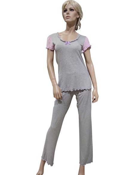 ROSA POIS PIGIAMA DONNA, GIROGOLA, MEZZA MANICA E PANTALONE