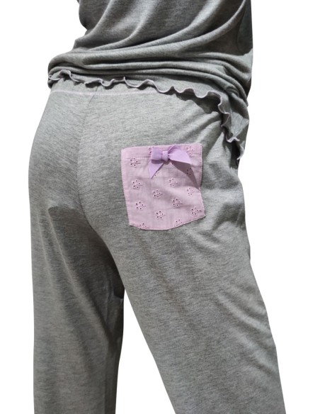 ROSA POIS PIGIAMA DONNA, GIROGOLA, MEZZA MANICA E PANTALONE