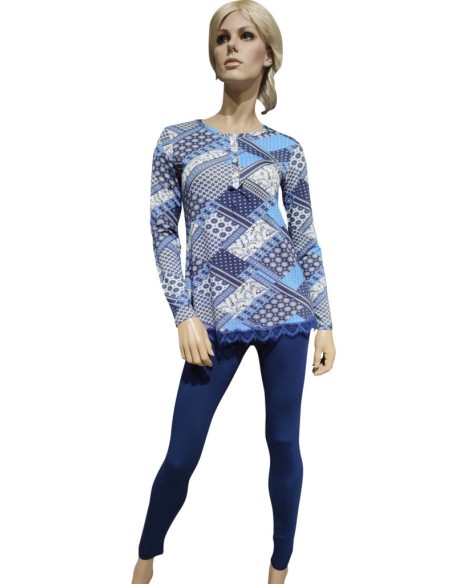 ROSE POIS PIGIAMA DONNA SERAFINO, MANICA LUNGA E PANTALONE