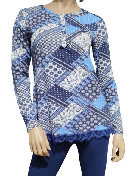 ROSE POIS PIGIAMA DONNA SERAFINO, MANICA LUNGA E PANTALONE