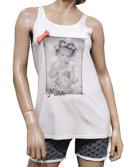 MISS LINGERIE PIGIAMA DONNA SPALLA LARGA E PANTALONCINO - ROXY