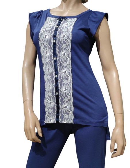 MISS LINGERIE PIGIAMA DONNA GIROGOLA SMANICATO E PANTALONE - VERONA