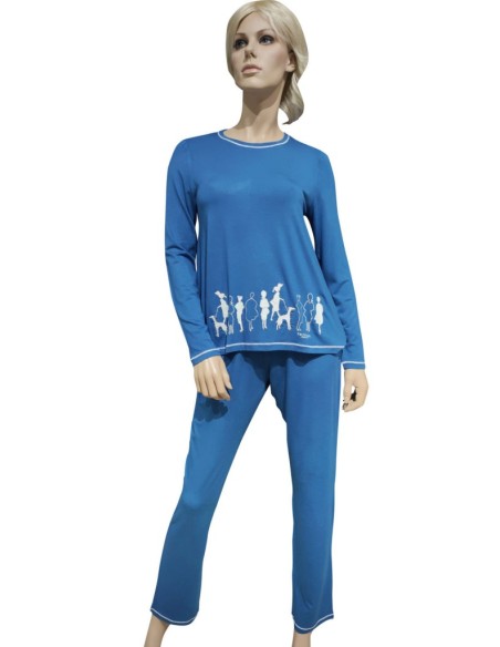 TRUSSARDI PIGIAMA DONNA GIROCOLLO MANICA LUNGA E PANTALONE LUNGO
