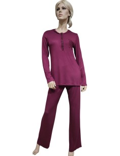 ROSA POIS PIGIAMA DONNA SERAFINO, MANICA LUNGA E PANTALONE