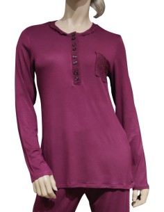 ROSA POIS PIGIAMA DONNA SERAFINO, MANICA LUNGA E PANTALONE 2