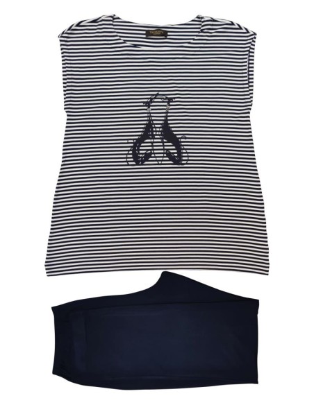 TRUSSARDI PIGIAMA DONNA GIROCOLLO, MEZZA MANICA E PANTALONE LUNGO