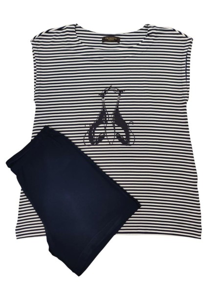 TRUSSARDI PIGIAMA DONNA GIROCOLLO, MEZZA MANICA E PANTALONE CORTO