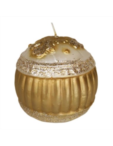 INTRONA CANDELA A FORMA DI SFERA RIGATA ORO 11...