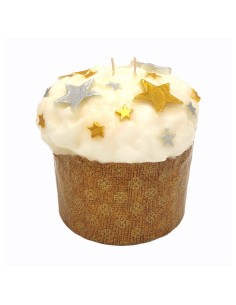 INTRONA CANDELA A DUE FIAMME A FORMA DI PANETTONE...