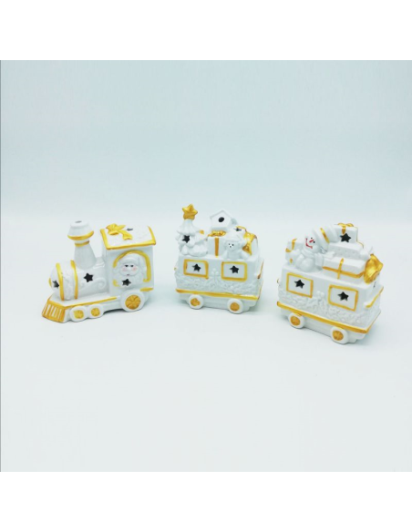 EVVIVA TRENINO BABBO NATALE CON LED TRE PEZZI 12 CM 