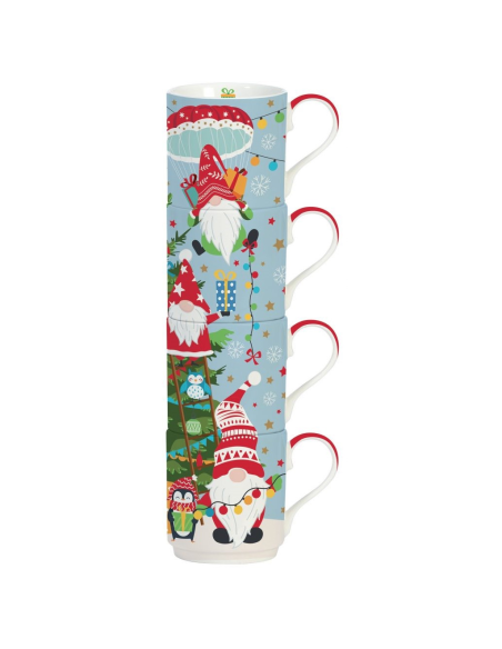 EASY LIFE SET 4 TAZZE MUG IMPILABILI 275 ML - GNOMES AT WORK