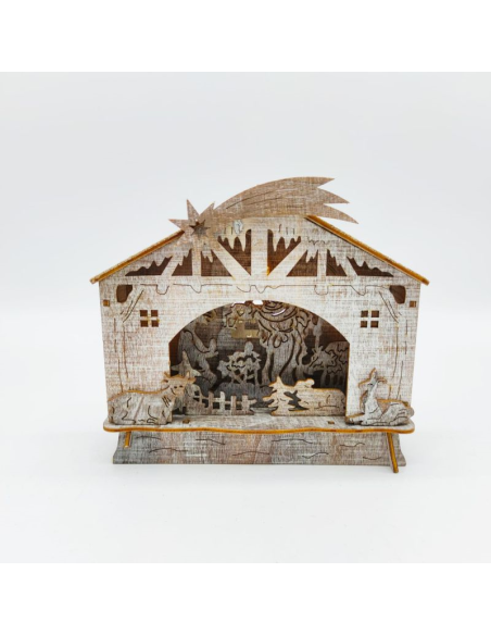 ANDREA FONTEBASSO NATIVITA' IN LEGNO CON LED 18X16 CM - CHRISTMAS CHALET